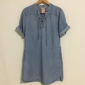 Philosophy Blue Lace Up Short Sleeve Dress Women’s Size Small